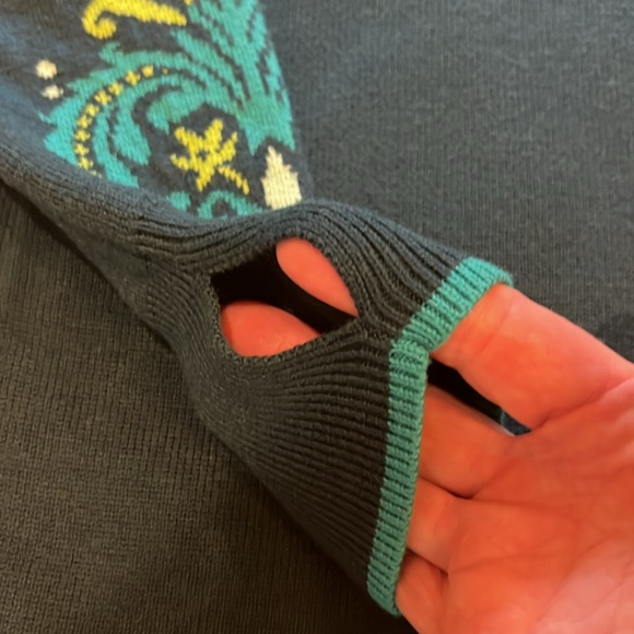 Athleta 1/4 Zip Floral Knit Pullover Sweater
Blue Green with Thumbholes - Size S - Picture 5 of 5